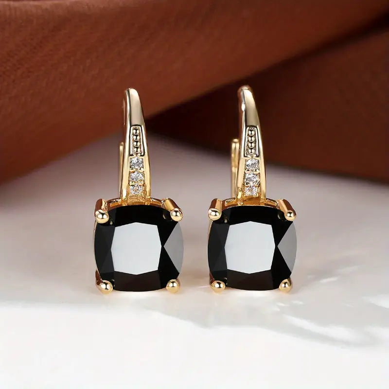 Mystic Stone Gold Hoop Earrings