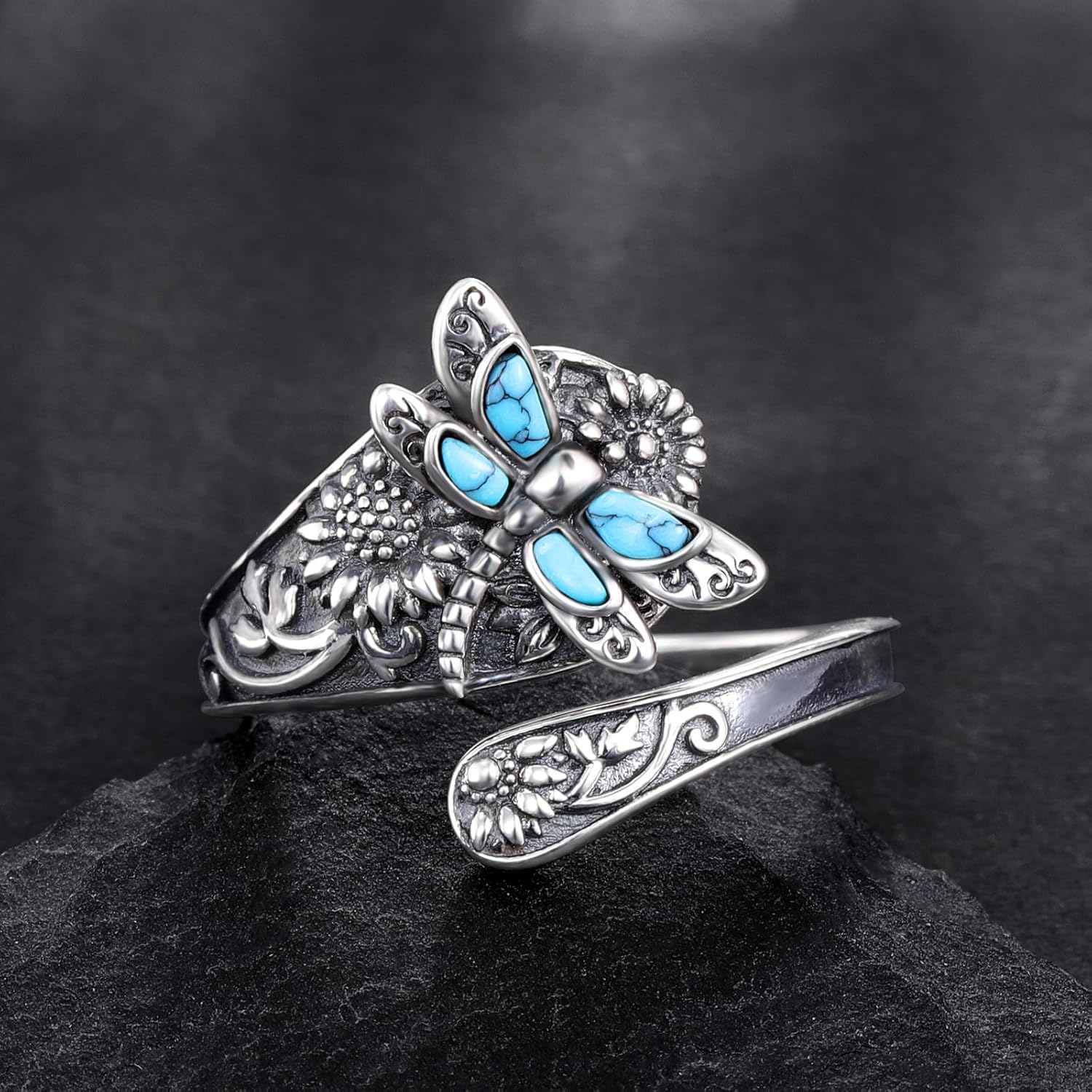 Turquoise Dragonfly Spoon Ring