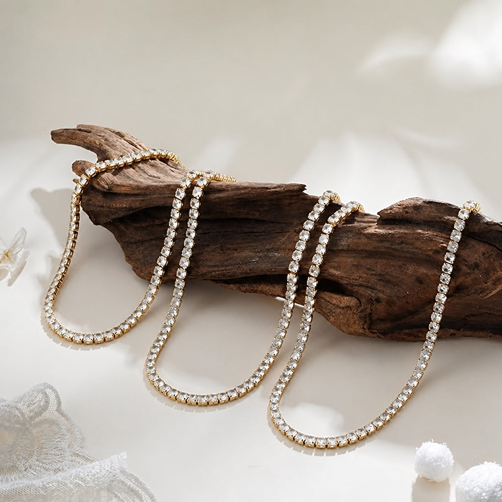 Classic Tennis Gold Necklace