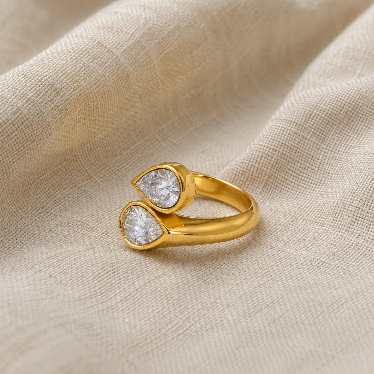 Double Marquise Bypass Adjustable Ring