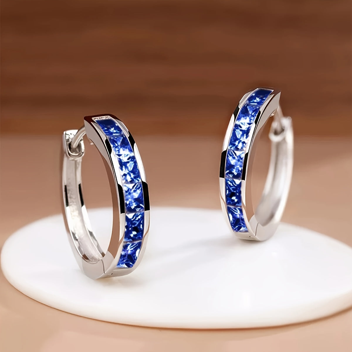 Luxe Inlaid Zirconia Hoop Earrings