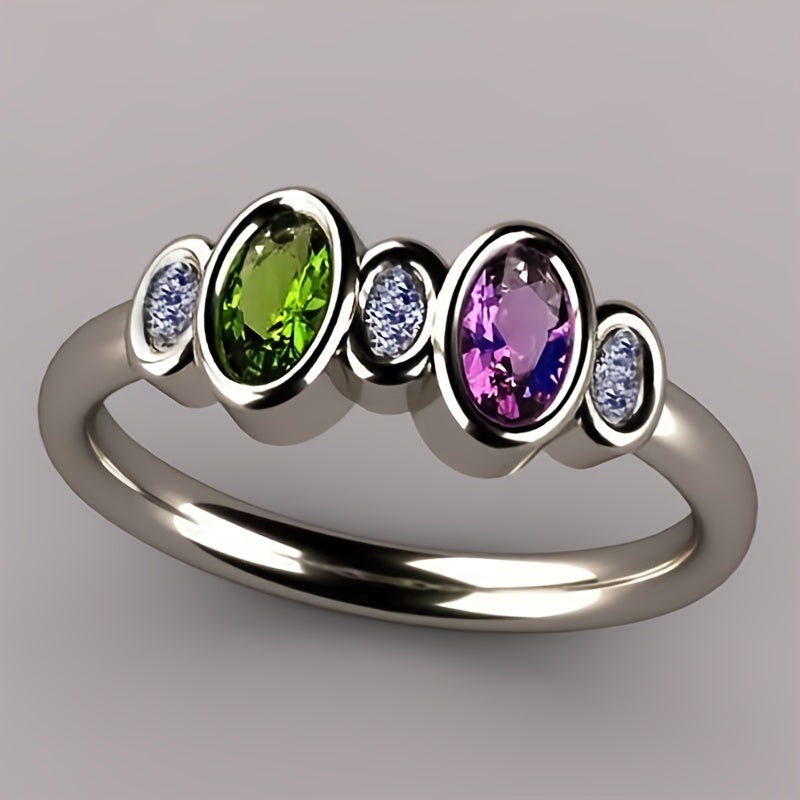 Lavish Oval Crystals Ring