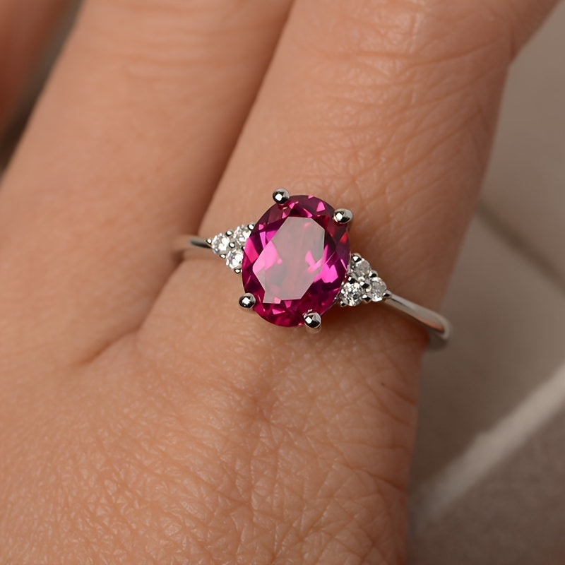 Oval Pink Zirconia Promise Ring