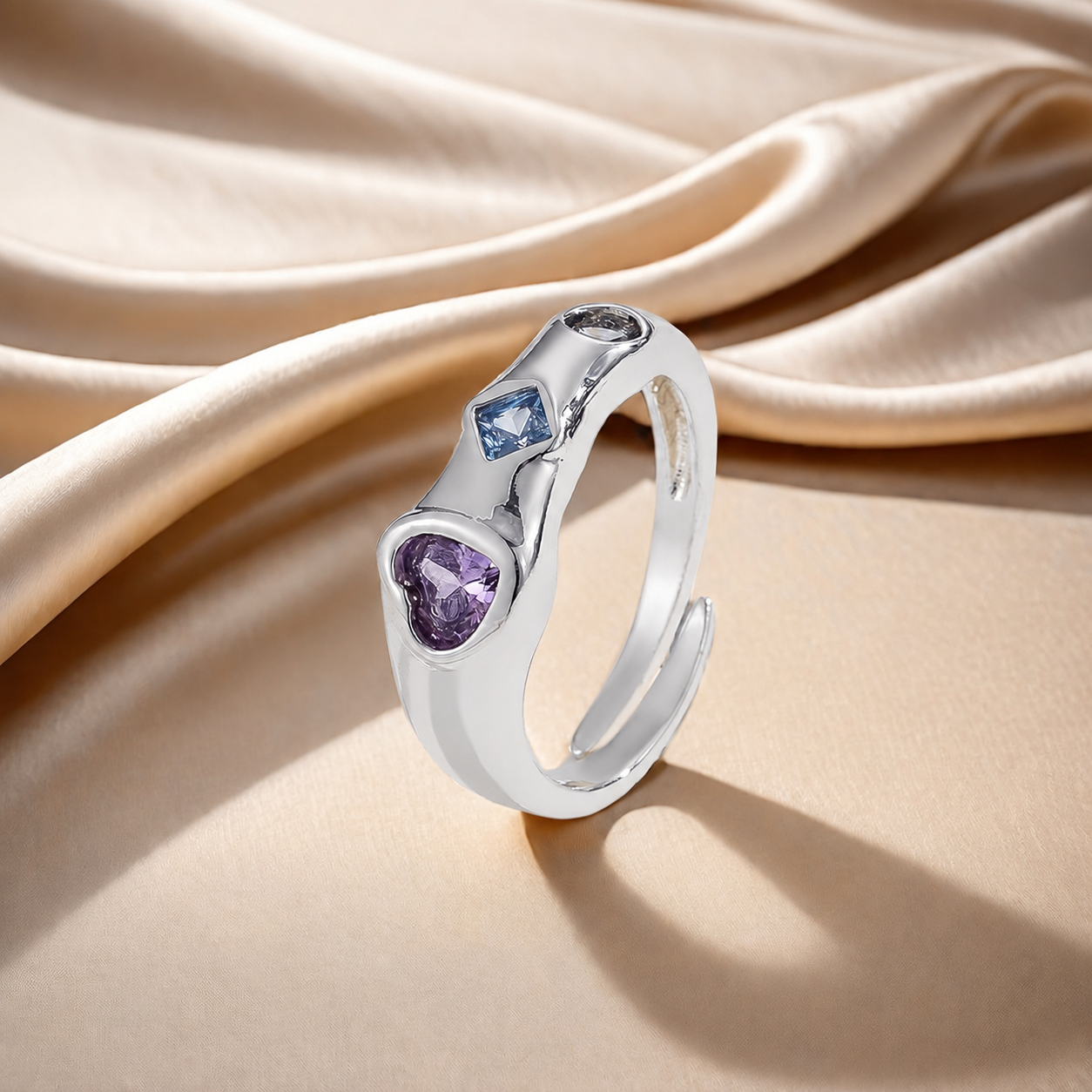 Rainbow Zirconia Open Ring