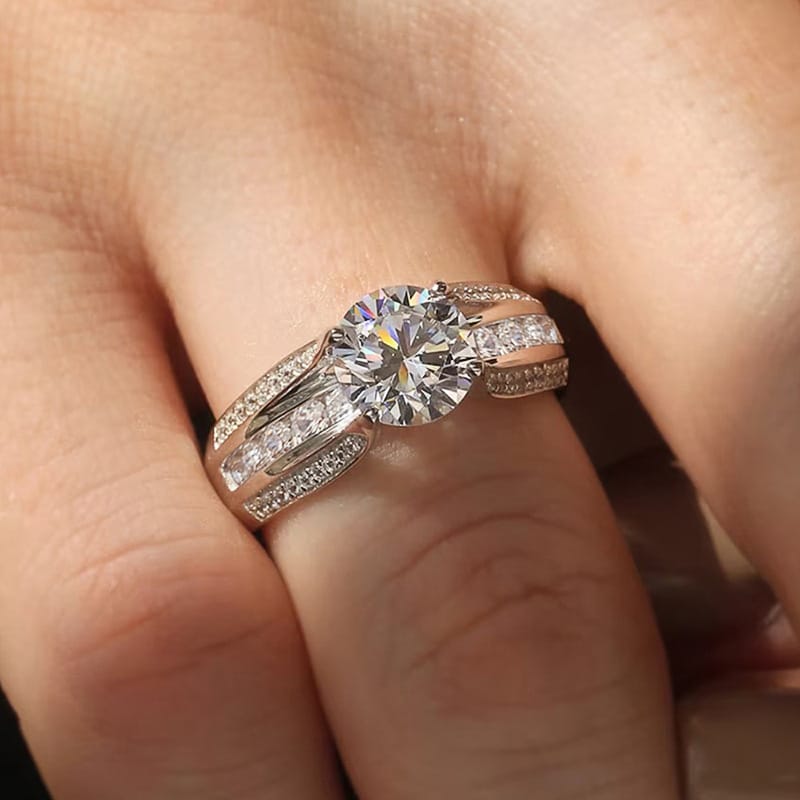 Silver Inlaid Zirconia Pave RIng
