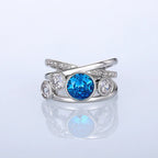 Blue Jewel Statement Silver Ring