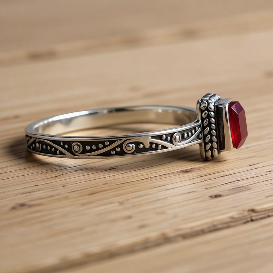 Retro Square Red Ring
