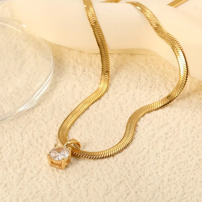 Rhinestone Gold Pendant Necklace