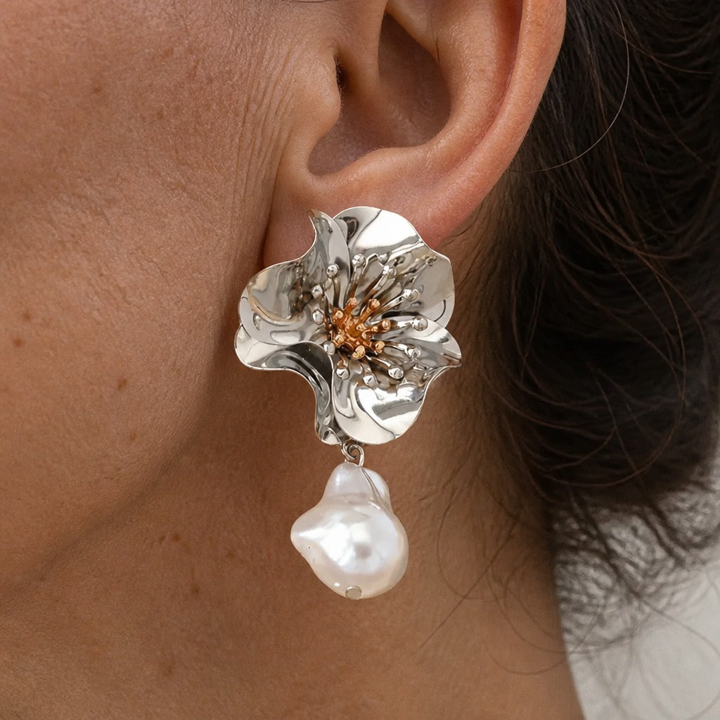 Pearl Enchantment Flower Earrings