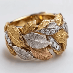 Unique Zirconia Leaf Gold Ring