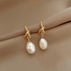 Knotted Drop Pearl Earrings