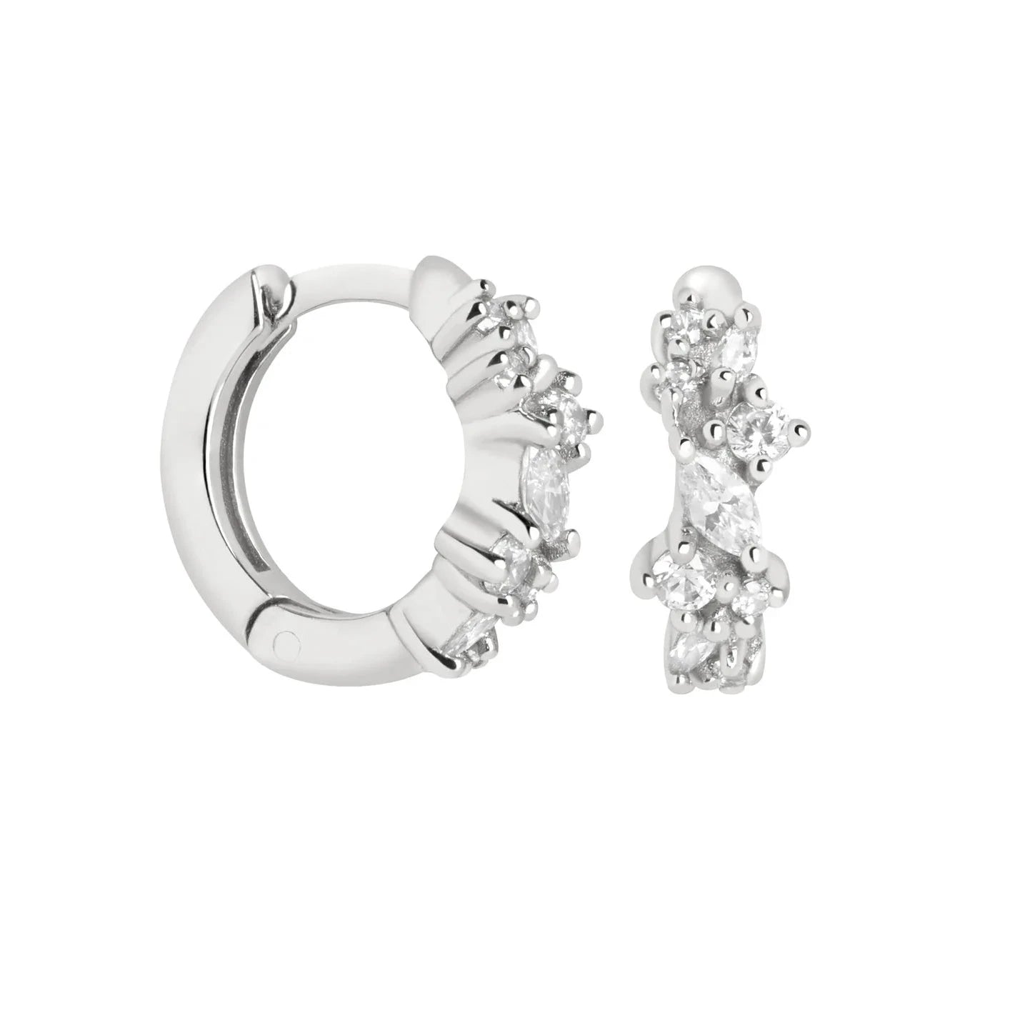 Crystal Cluster White Gold Huggies