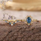 Azelia Sapphire Crown Gold Ring Set