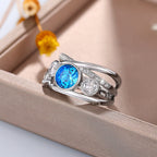 Blue Jewel Statement Silver Ring