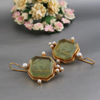 Vintage Green Pearl Earrings