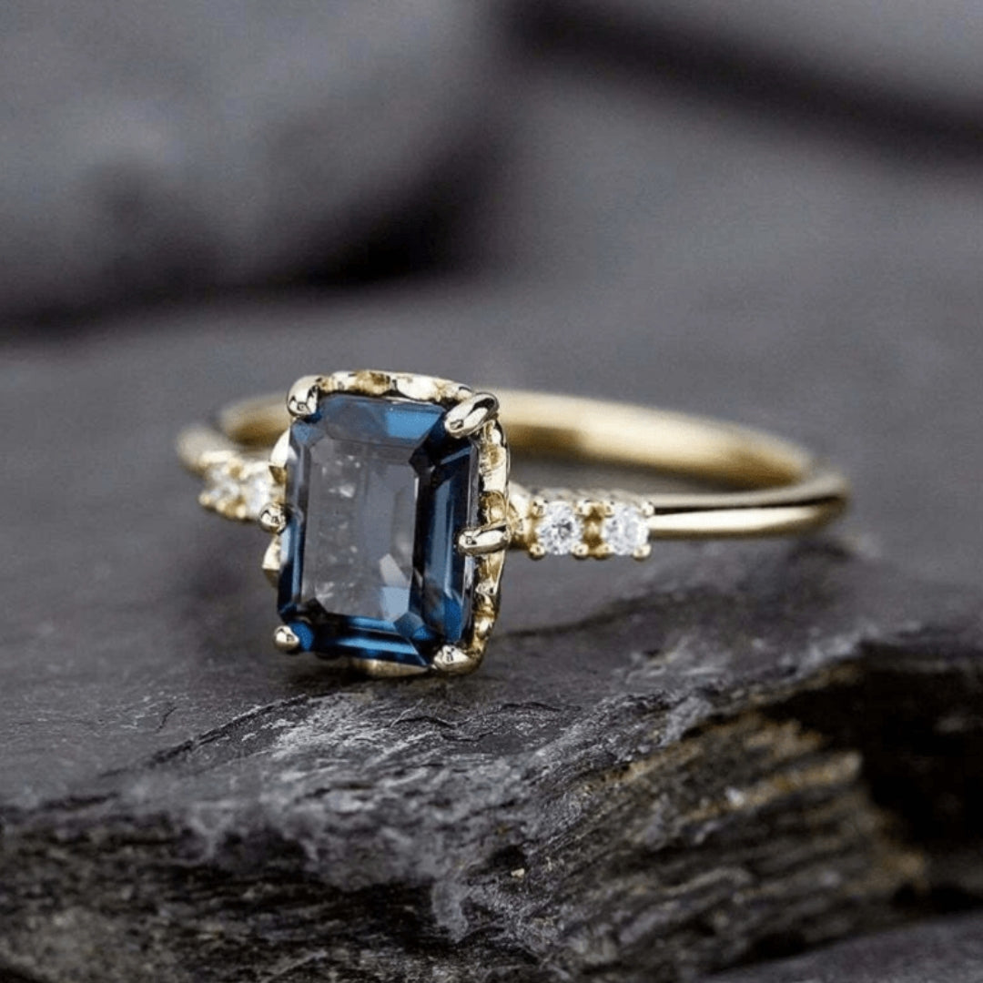 Couture Blue Crystal Gold Ring