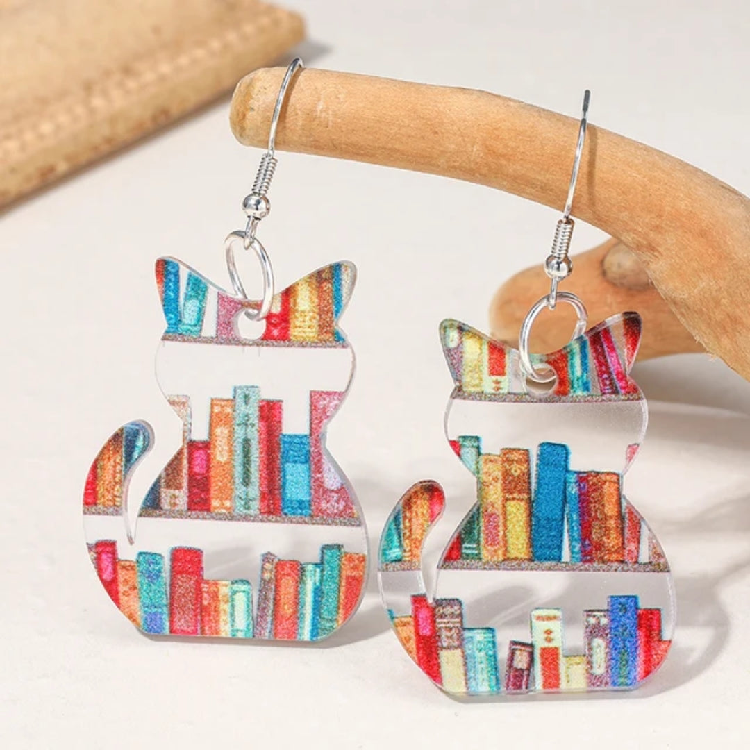 Colorful Cat Drop Earrings
