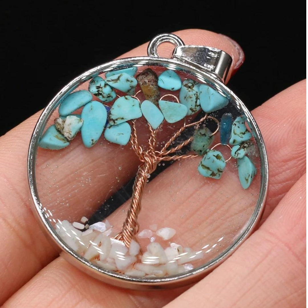 Opal Tree of Life Silver Necklace