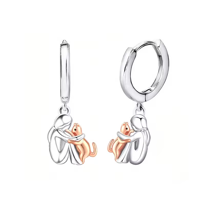 Crystal Cat Hug Necklace Set