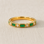 Green Inlaid Zirconia Gold Ring