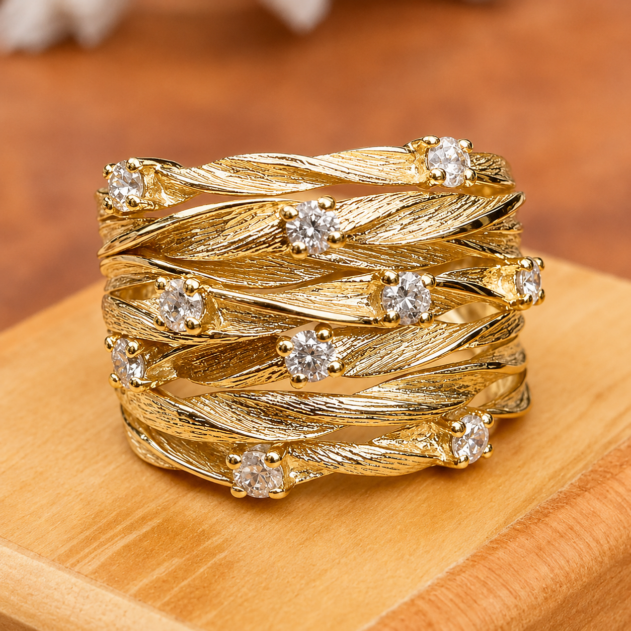 Radiant Zirconia Gold Ring