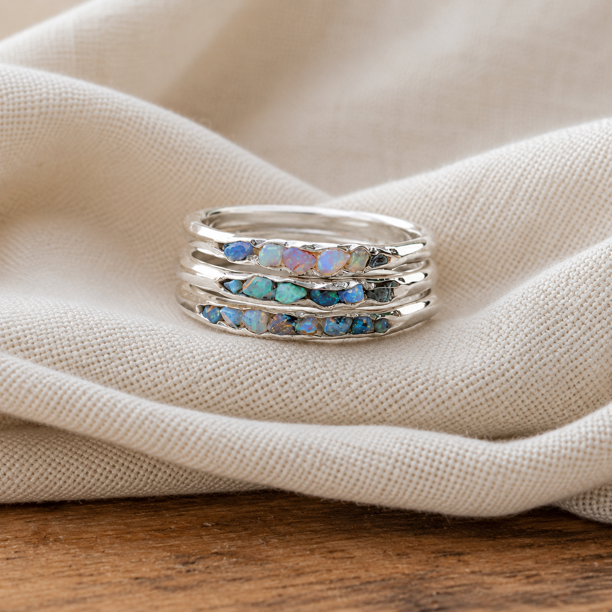 Elite Layered Blue Silver Ring