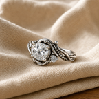 Elegant Silver Branch Zirconia Ring