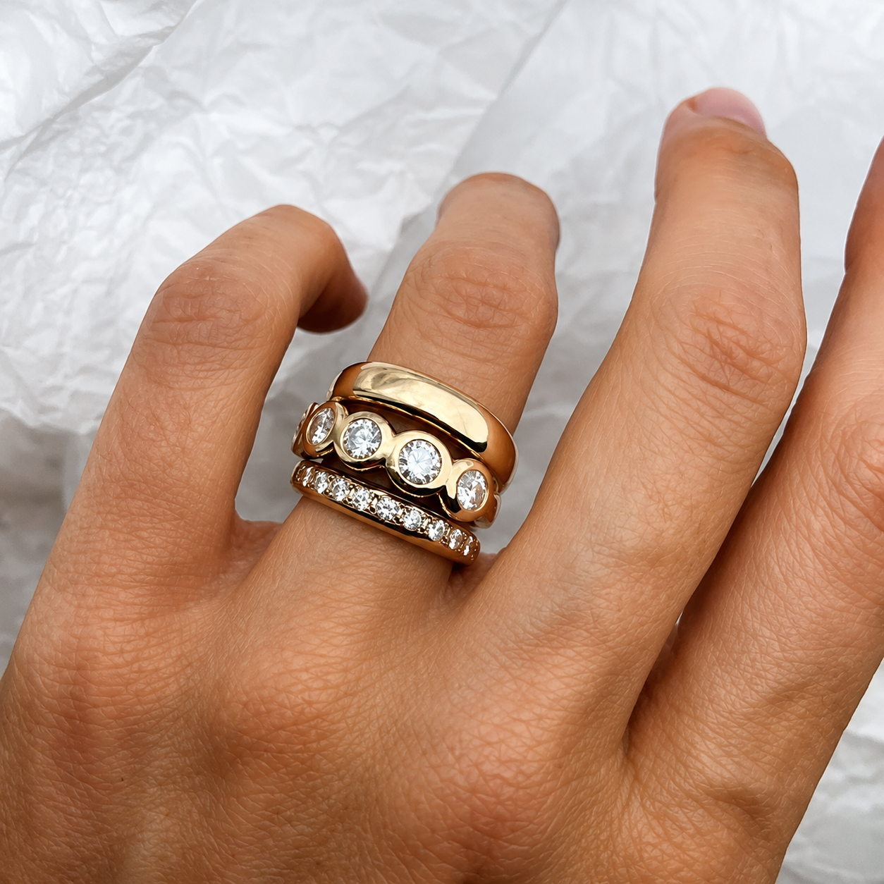 Zirconia Forged Gold Ring