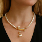Pearl Necklace Earrings Set