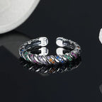 Color Stripe Silver Ring