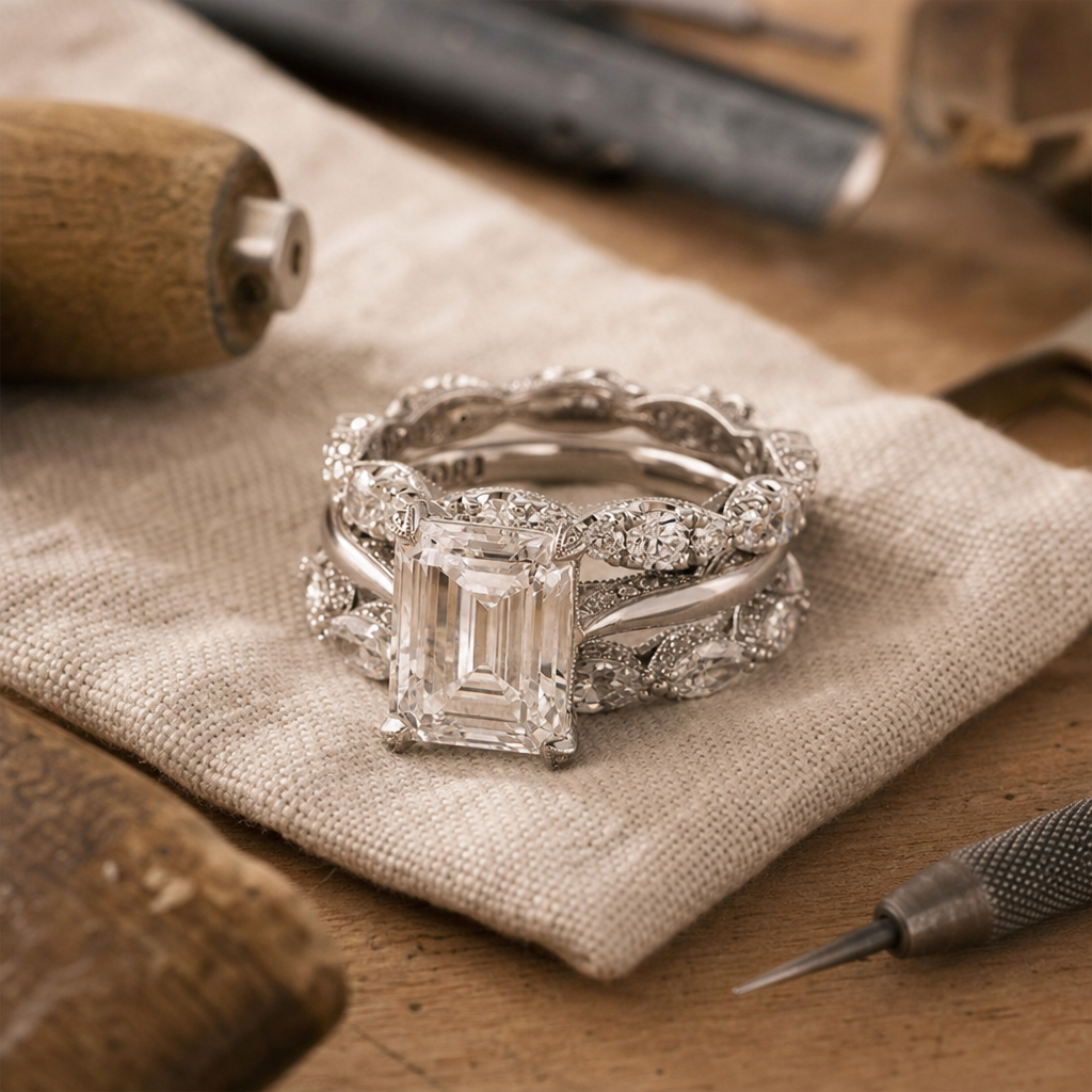 Crystal Layered Zirconia Silver Ring