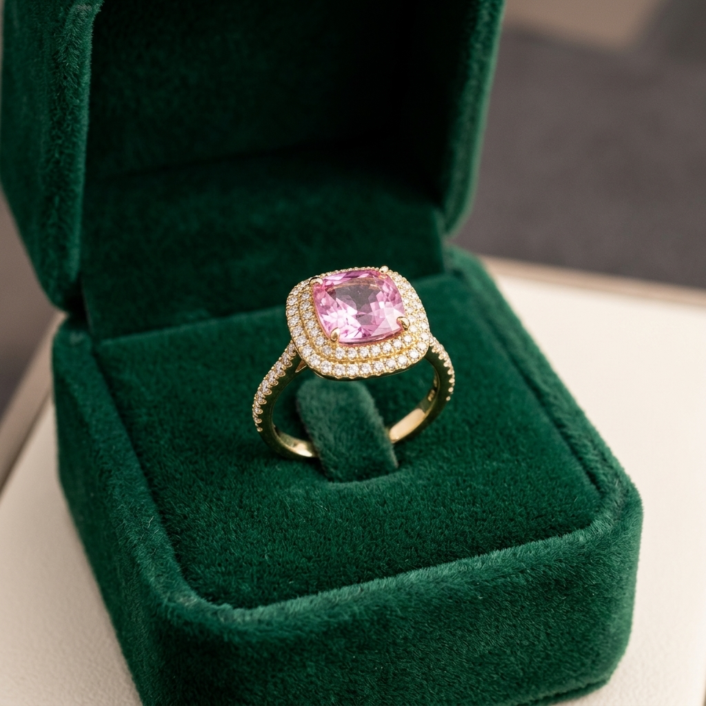 Cushion Pink Sapphire Ring