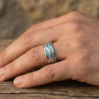 Turquoise Silvered Waves Ring