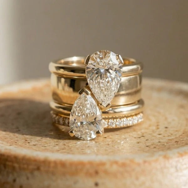 Regal Double Zirconia Drop Ring