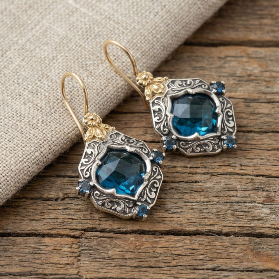 Prestigious Blue Crystal Earrings