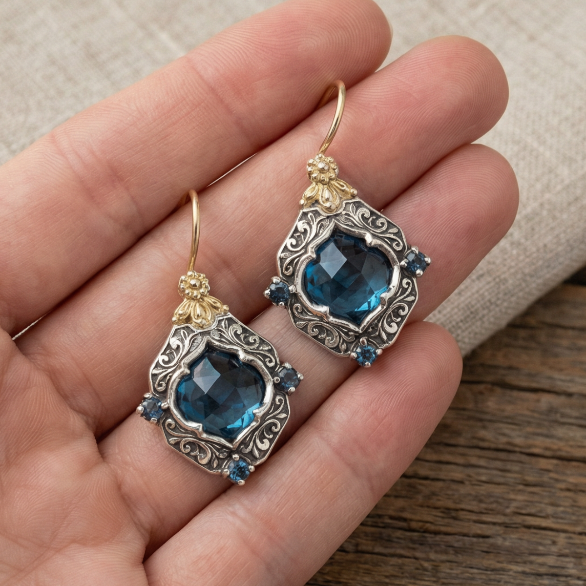 Prestigious Blue Crystal Earrings