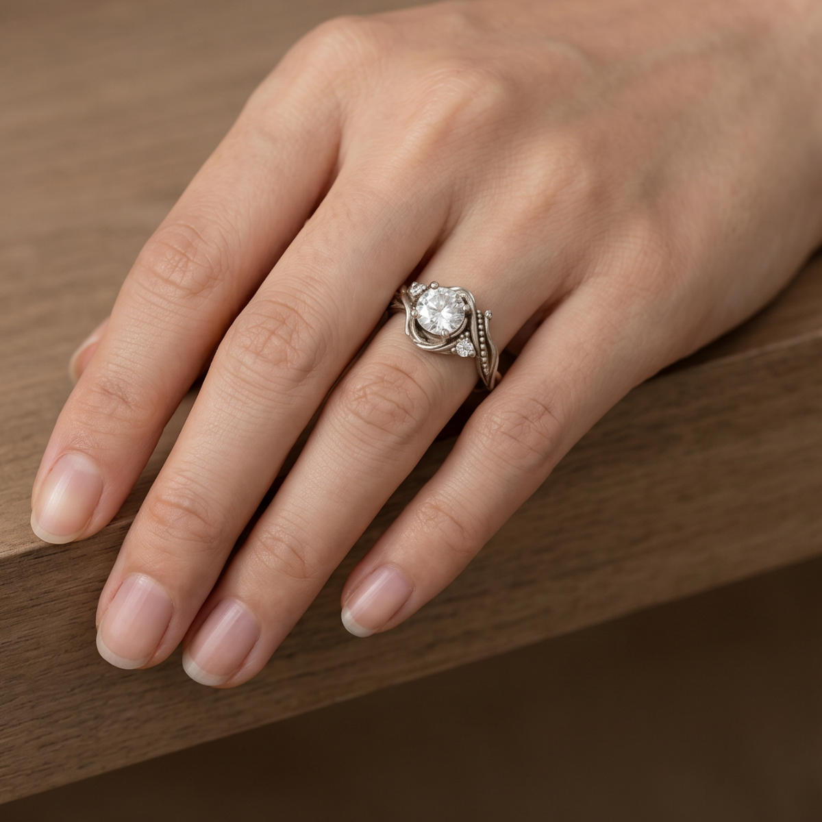 Timeless Silver Branch Zirconia Ring