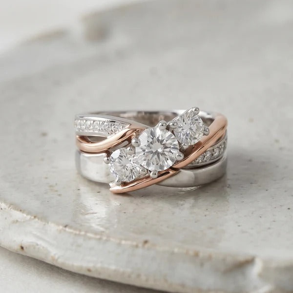 Exquisite Gold Silver Zirconia Ring