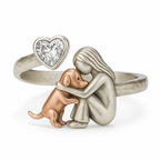 Silver Dog Zirconia Ring