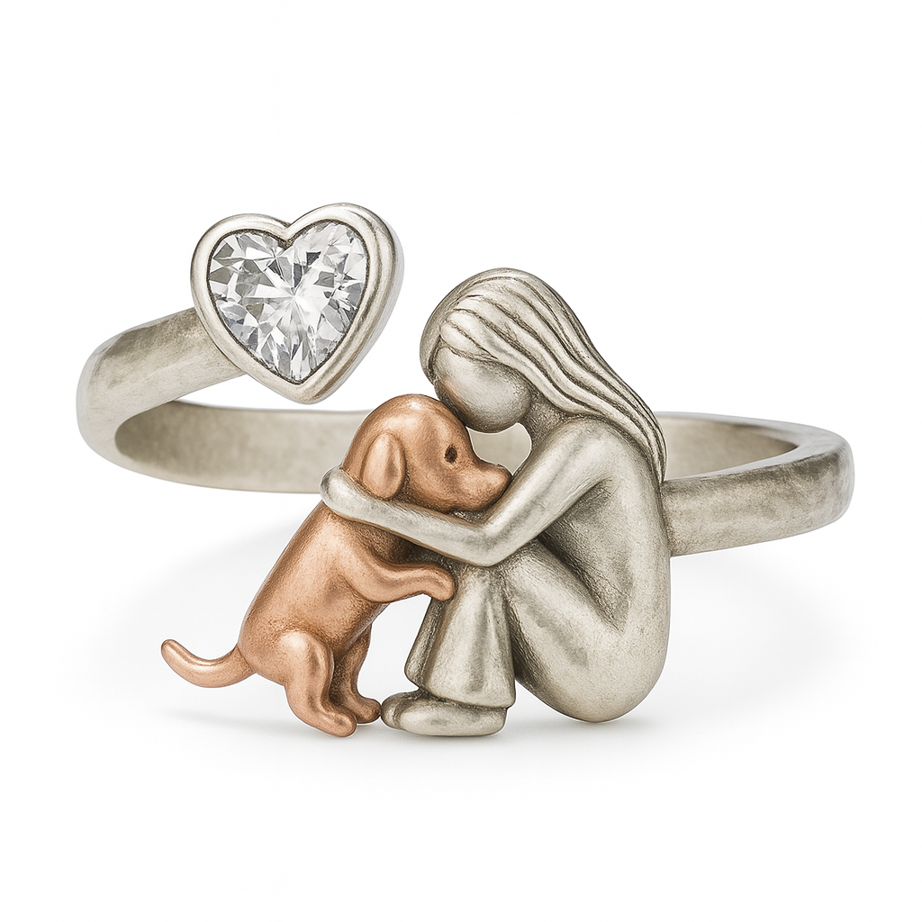 Silver Dog Zirconia Ring