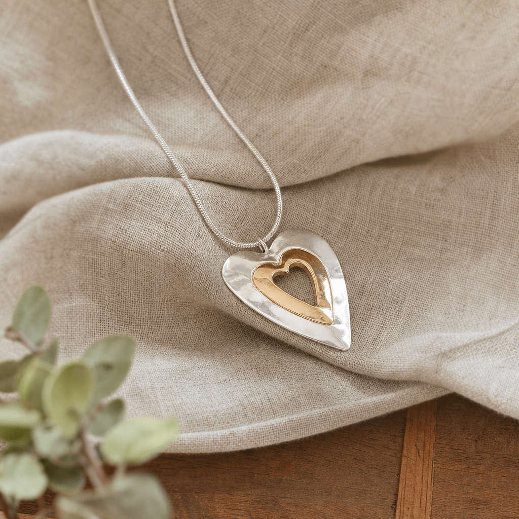 Double Layer Heart Silver Necklace
