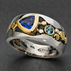 Dual Tone Crystal Sapphire Ring