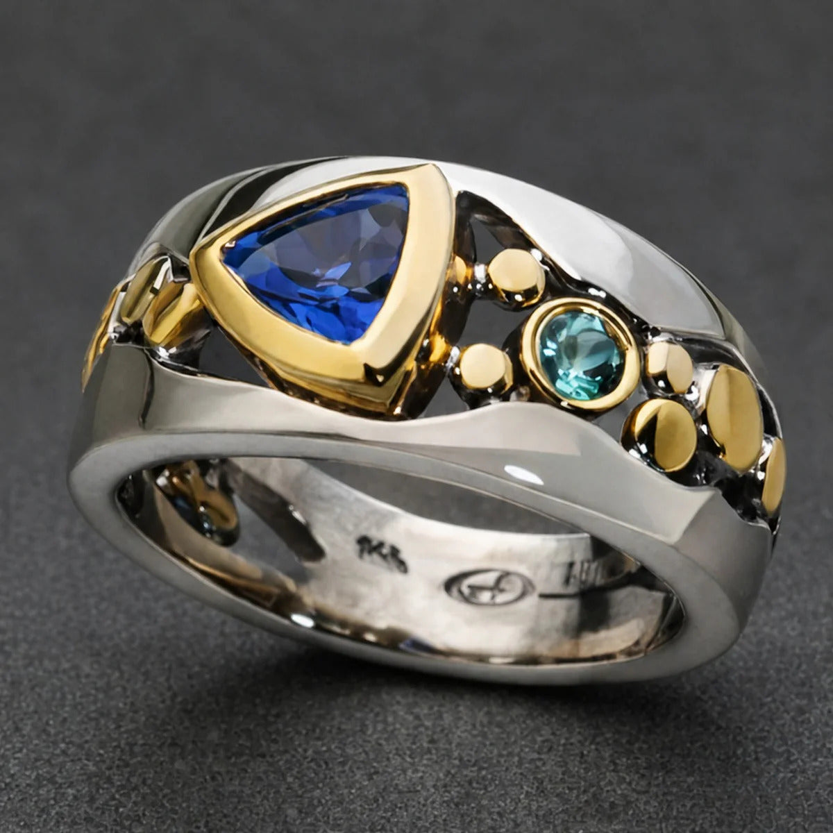 Dual Tone Crystal Sapphire Ring