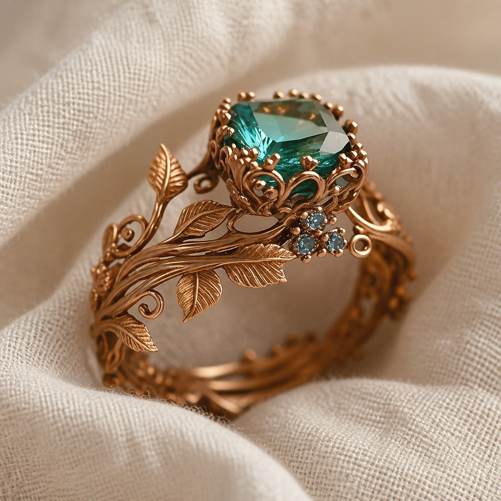 Elven Woodland Vine Emerald Ring