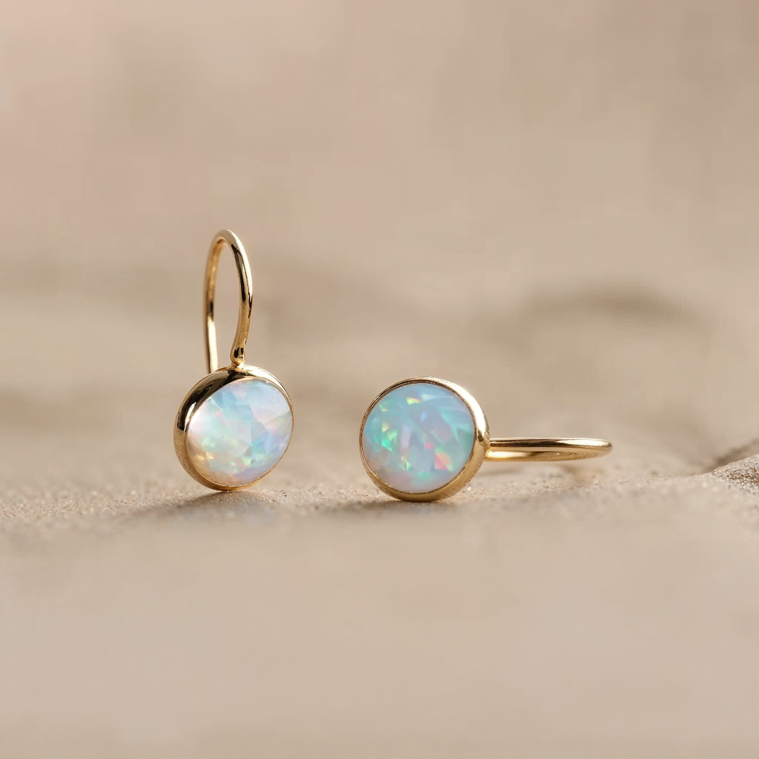 Vintage Opal Gold Earrings