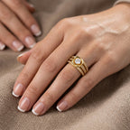 Golden Infinity Crystal Ring