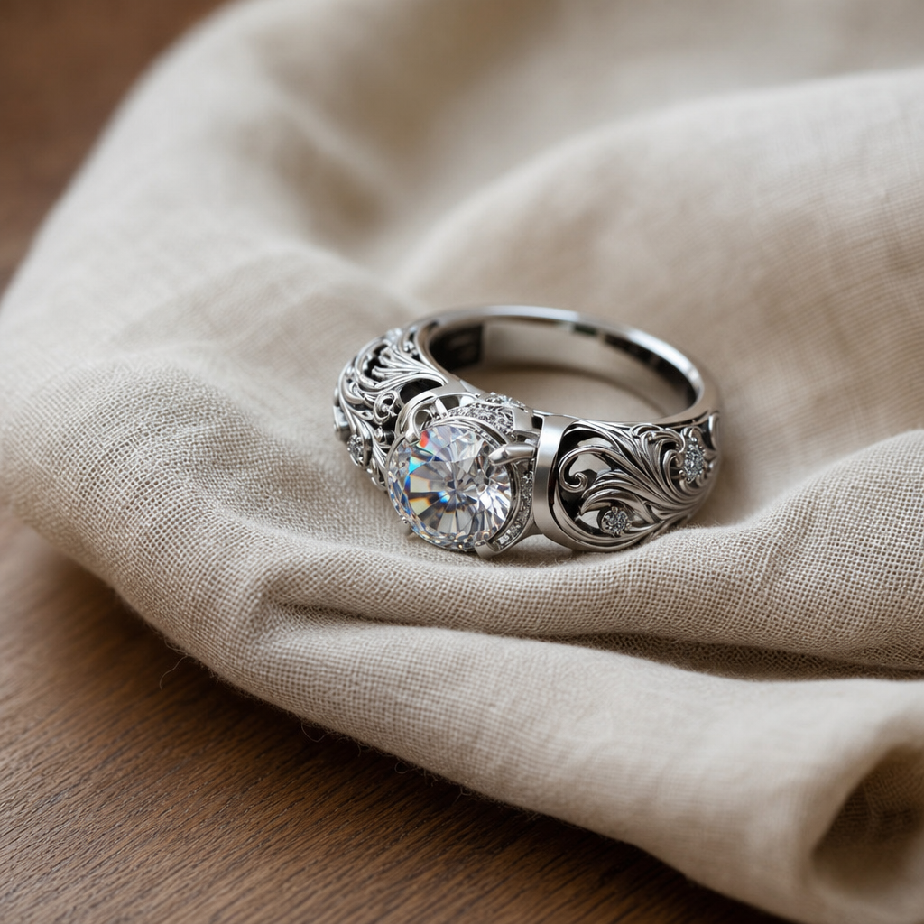 Exotic Crystal Zirconia Silver Ring