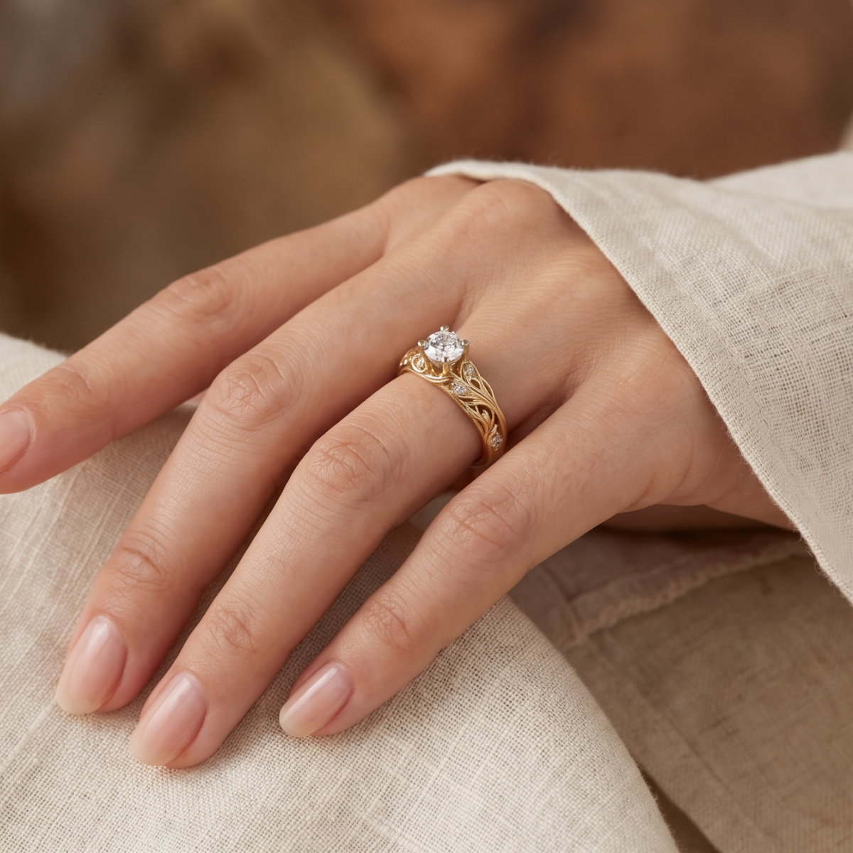 Exquisite Cubic Zirconia Gold Ring