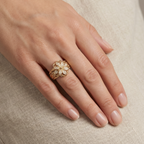 Floral Carved Zirconia Gold Ring