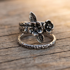 Floral Layered Silver Ring